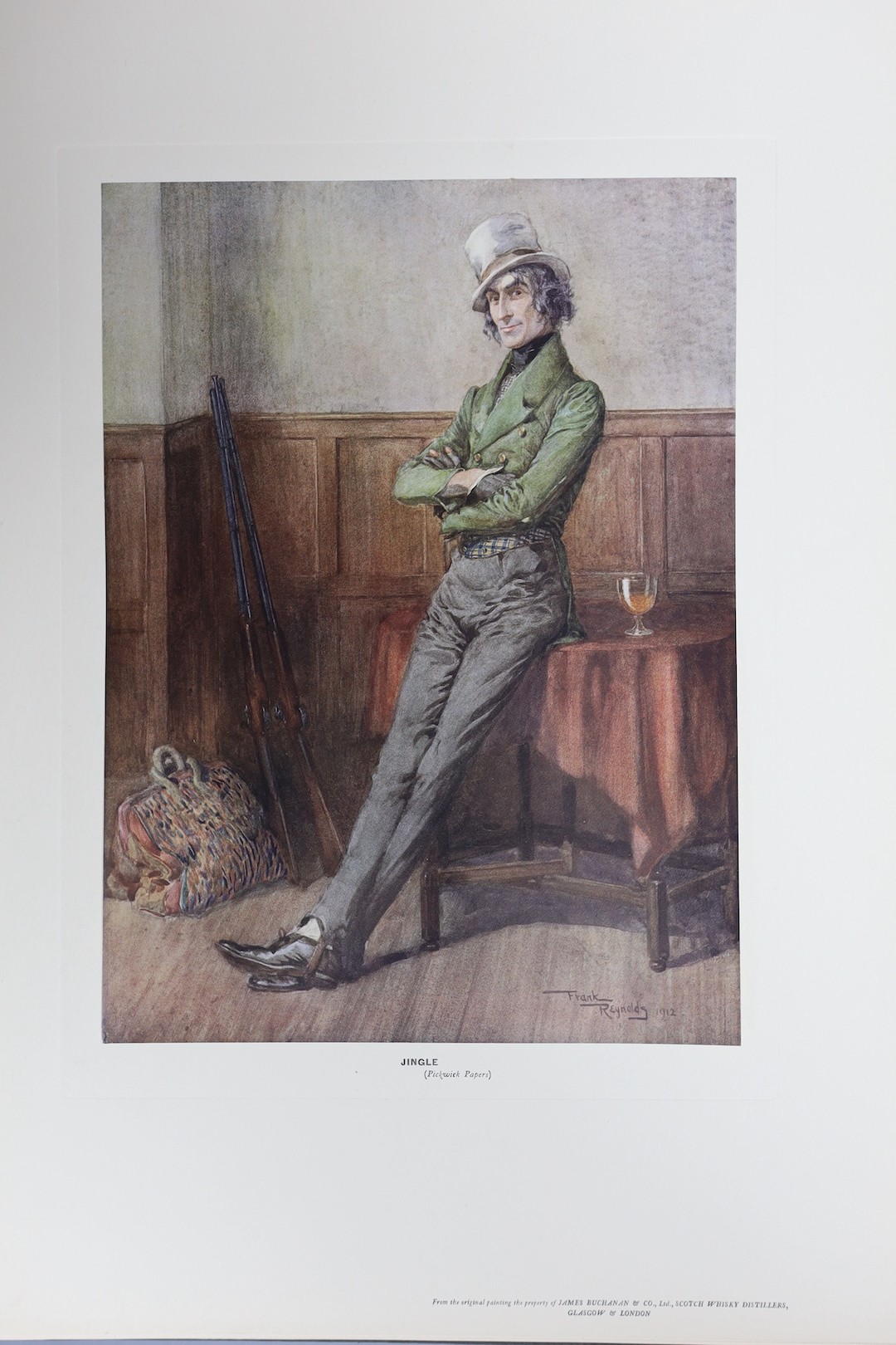 The Buchanan Portfolio of Characters from Dickens. title plate, portrait of the author and 13 other coloured plates (by Frank Reynolds) with captions, mounted on thin card and contained within a linen-backed faux leather